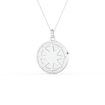 Stunning 0.09 CT Round Moissanite Diamond Compass Shaped Necklace in Solid Gold