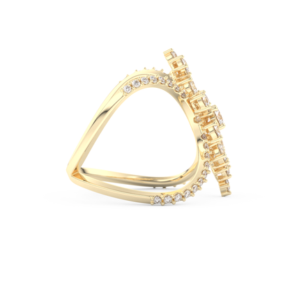Multi Stones Style Wedding Band with 0.645 CT Round Cut Moissanite – Yellow, White, or Rose Gold