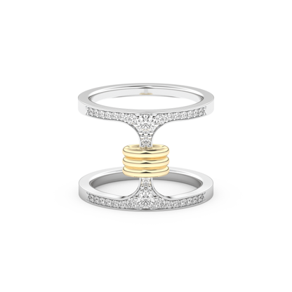 Multi Stones and Double Shank Wedding Band with 0.361 CT Round Cut Moissanite – Yellow, White, or Rose Gold