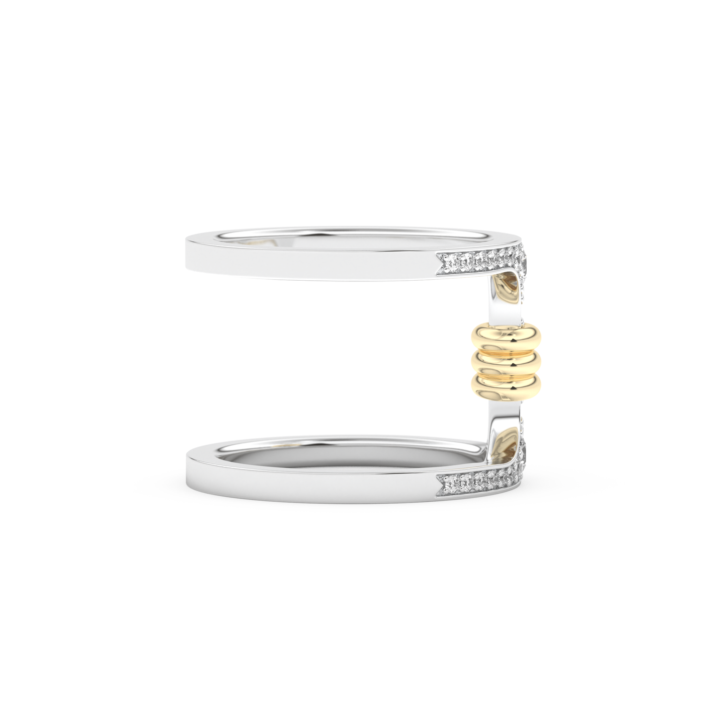 Multi Stones and Double Shank Wedding Band with 0.361 CT Round Cut Moissanite – Yellow, White, or Rose Gold
