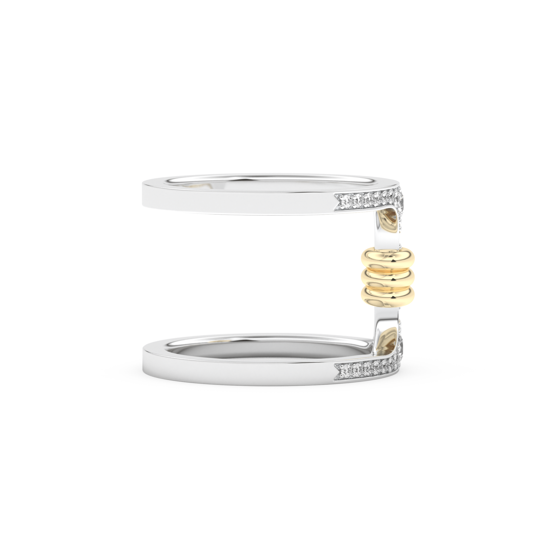 Multi Stones and Double Shank Wedding Band with 0.361 CT Round Cut Moissanite – Yellow, White, or Rose Gold