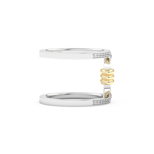 Multi Stones and Double Shank Wedding Band with 0.361 CT Round Cut Moissanite – Yellow, White, or Rose Gold