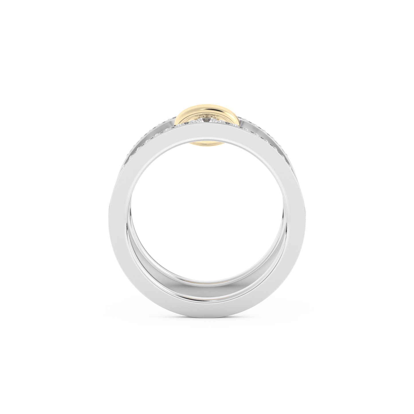 Multi Stones and Double Shank Wedding Band with 0.361 CT Round Cut Moissanite – Yellow, White, or Rose Gold
