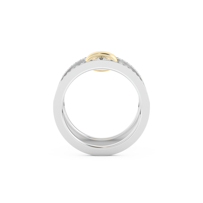 Multi Stones and Double Shank Wedding Band with 0.361 CT Round Cut Moissanite – Yellow, White, or Rose Gold
