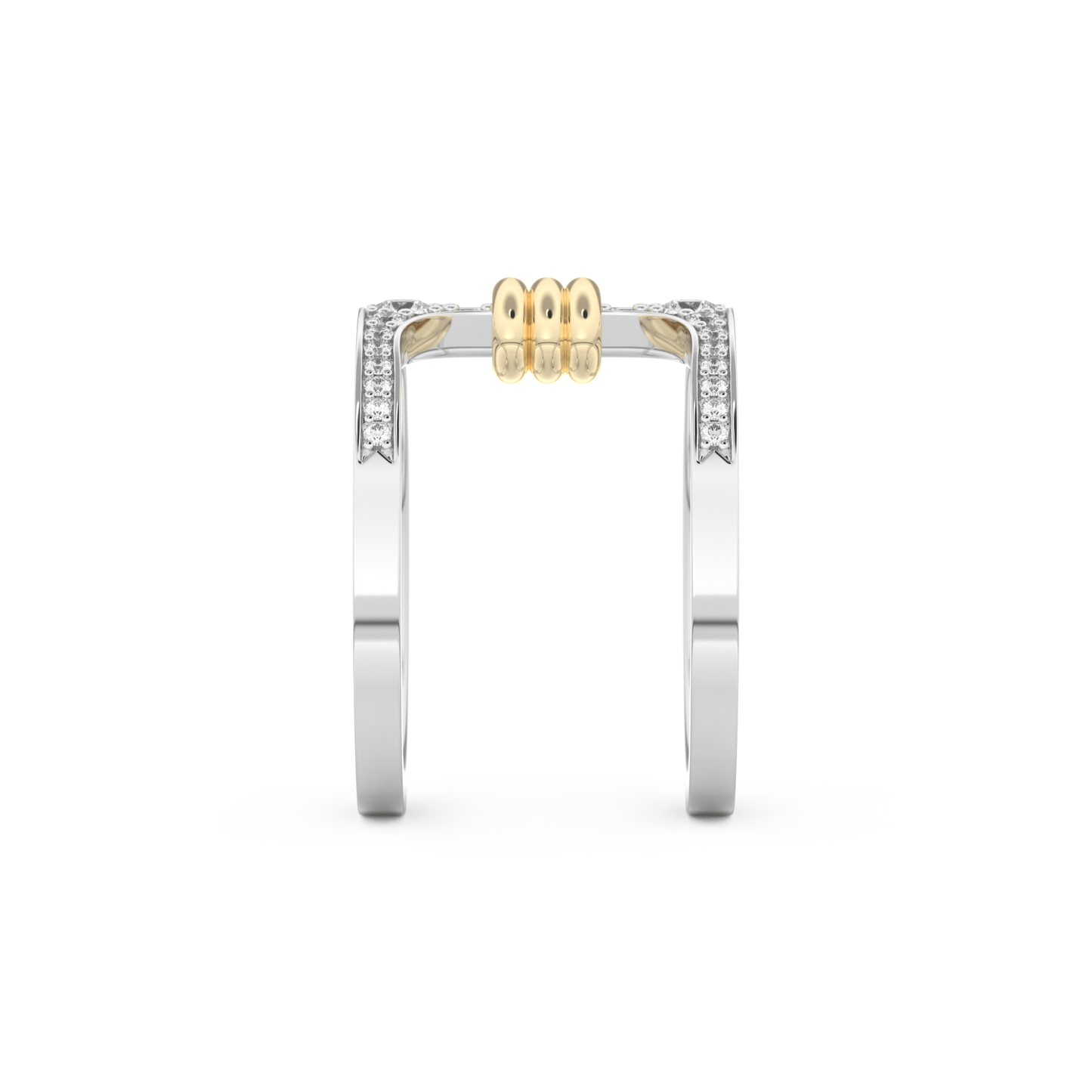 Multi Stones and Double Shank Wedding Band with 0.361 CT Round Cut Moissanite – Yellow, White, or Rose Gold