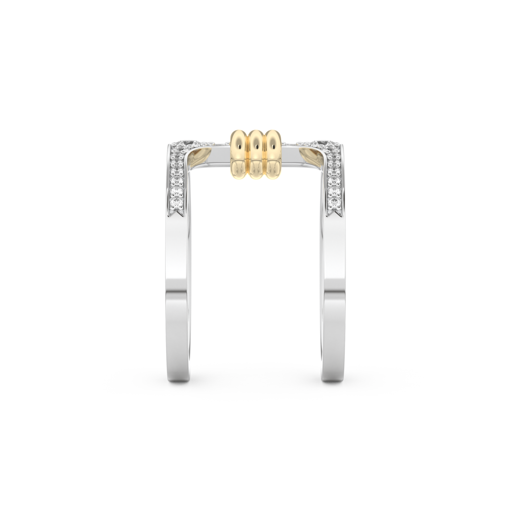 Multi Stones and Double Shank Wedding Band with 0.361 CT Round Cut Moissanite – Yellow, White, or Rose Gold
