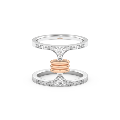 Multi Stones and Double Shank Wedding Band with 0.361 CT Round Cut Moissanite – Yellow, White, or Rose Gold