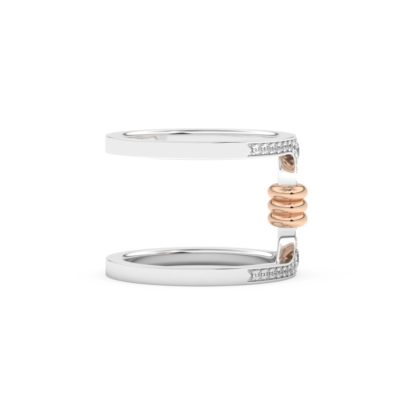 Multi Stones and Double Shank Wedding Band with 0.361 CT Round Cut Moissanite – Yellow, White, or Rose Gold