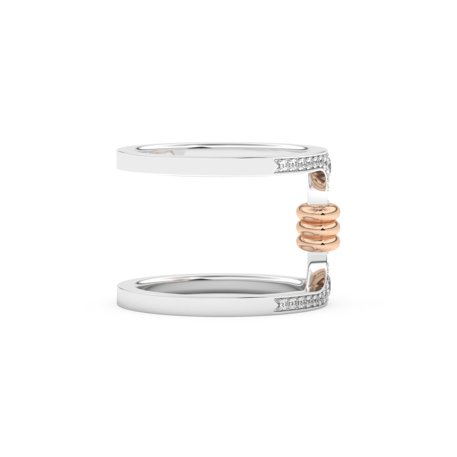 Multi Stones and Double Shank Wedding Band with 0.361 CT Round Cut Moissanite – Yellow, White, or Rose Gold