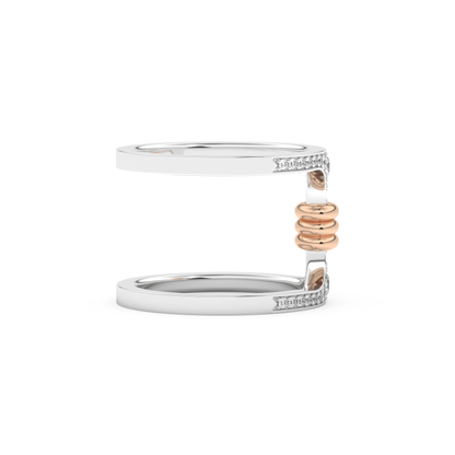 Multi Stones and Double Shank Wedding Band with 0.361 CT Round Cut Moissanite – Yellow, White, or Rose Gold