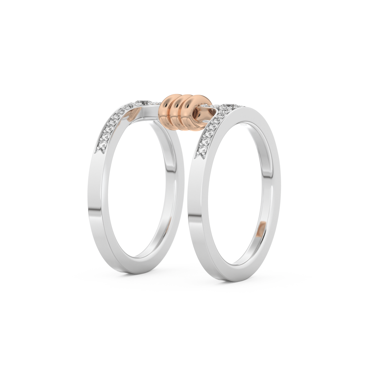 Multi Stones and Double Shank Wedding Band with 0.361 CT Round Cut Moissanite – Yellow, White, or Rose Gold