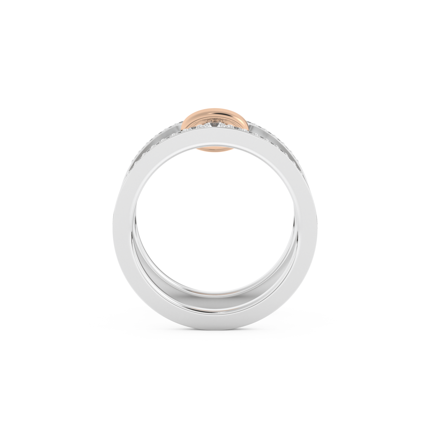 Multi Stones and Double Shank Wedding Band with 0.361 CT Round Cut Moissanite – Yellow, White, or Rose Gold