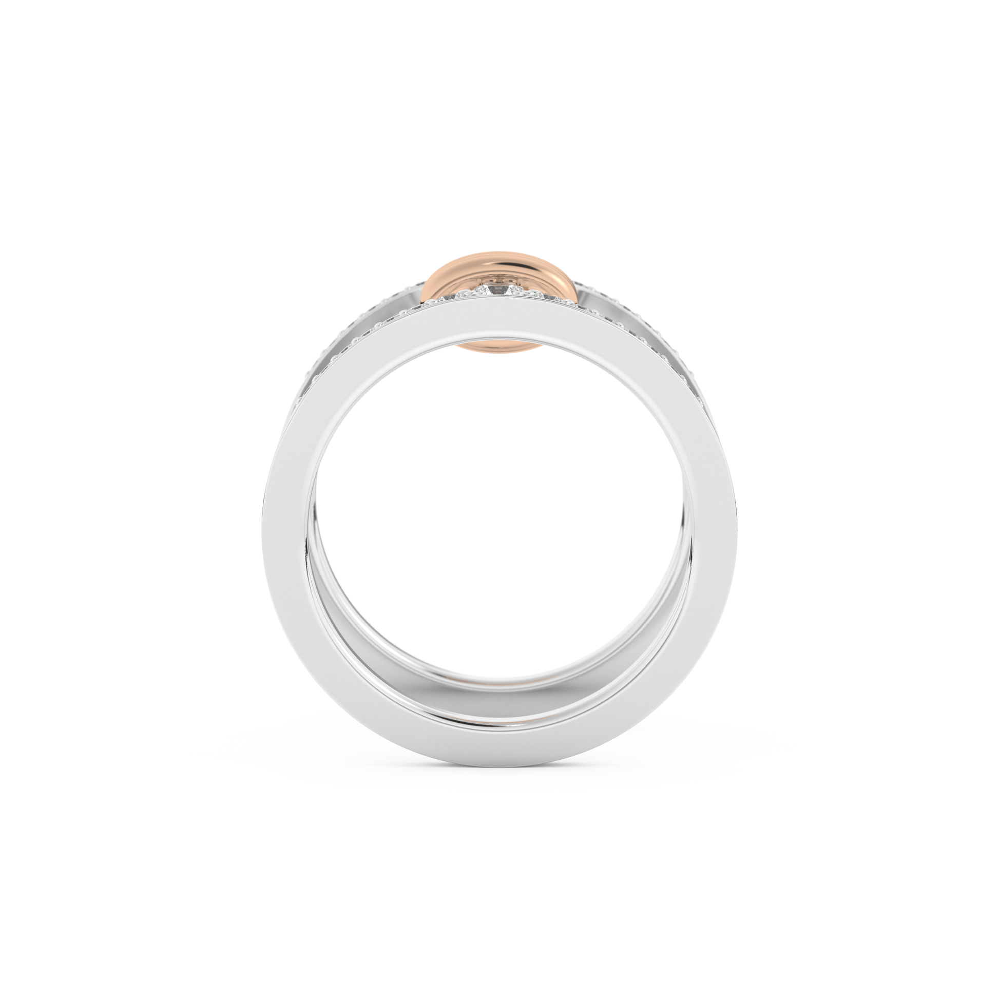 Multi Stones and Double Shank Wedding Band with 0.361 CT Round Cut Moissanite – Yellow, White, or Rose Gold