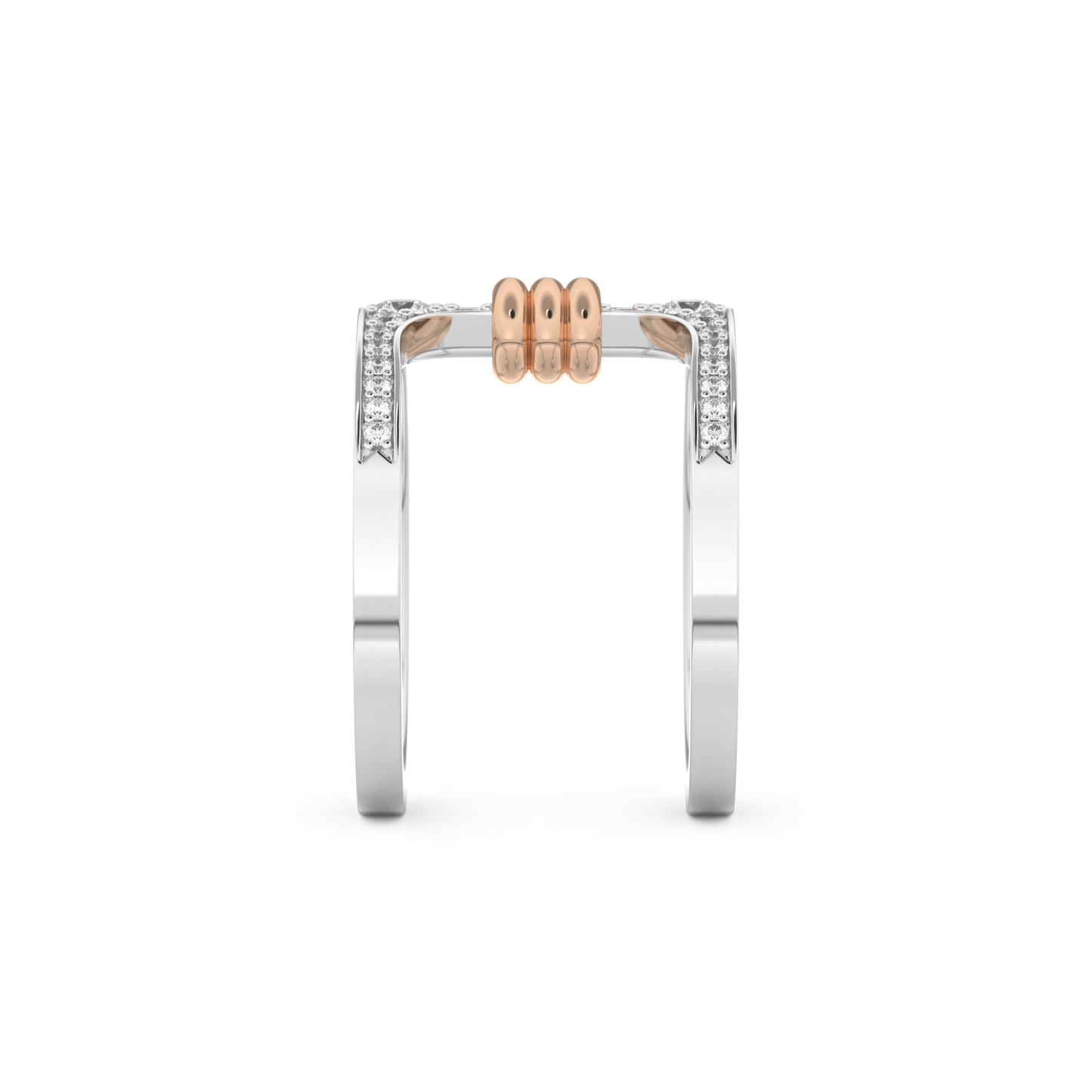 Multi Stones and Double Shank Wedding Band with 0.361 CT Round Cut Moissanite – Yellow, White, or Rose Gold