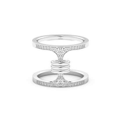 Multi Stones and Double Shank Wedding Band with 0.361 CT Round Cut Moissanite – Yellow, White, or Rose Gold