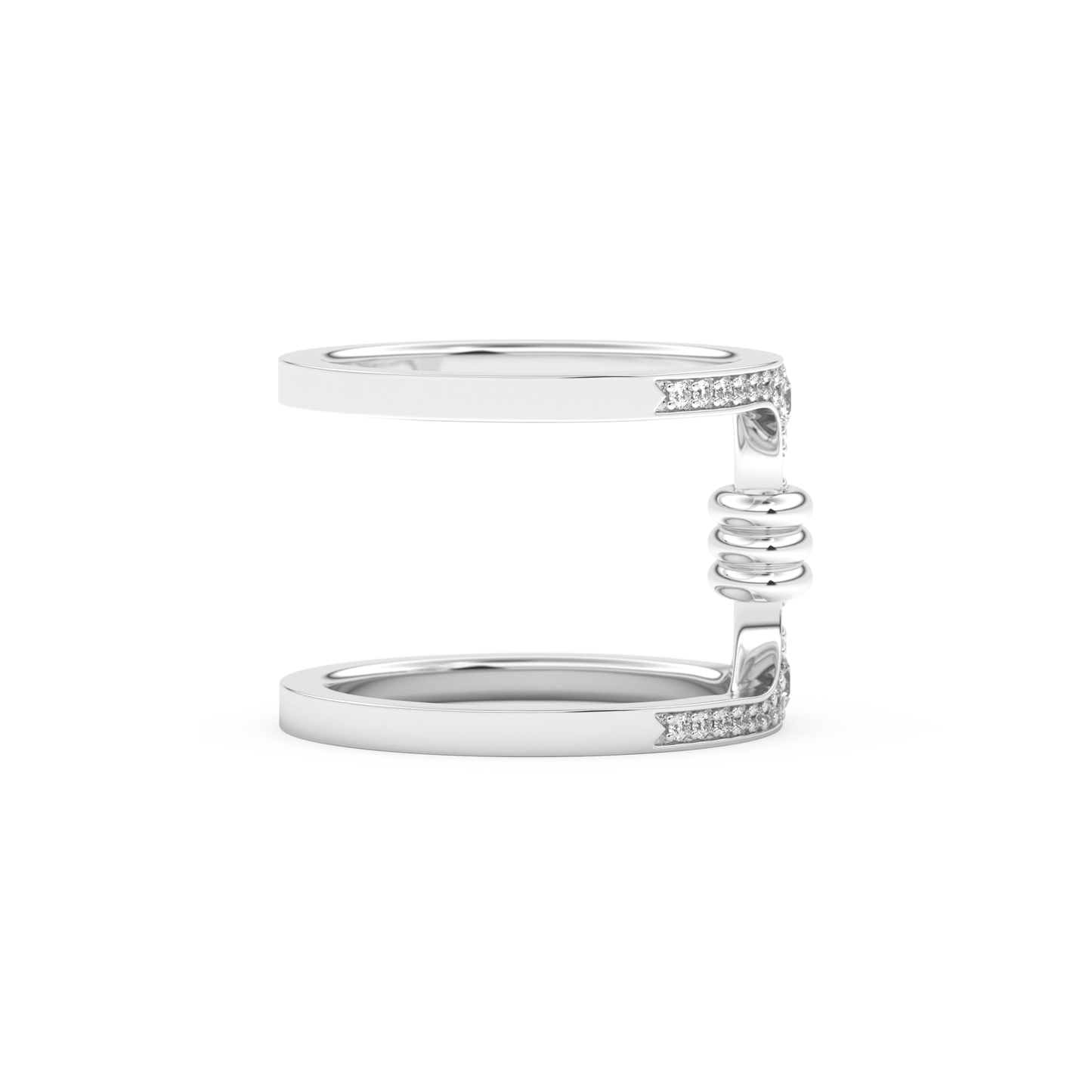 Multi Stones and Double Shank Wedding Band with 0.361 CT Round Cut Moissanite – Yellow, White, or Rose Gold