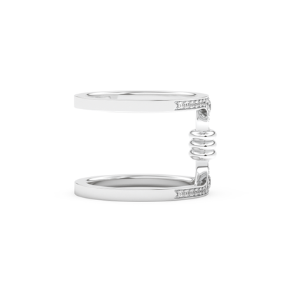 Multi Stones and Double Shank Wedding Band with 0.361 CT Round Cut Moissanite – Yellow, White, or Rose Gold