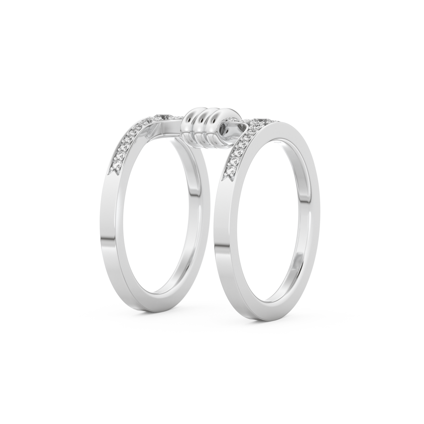 Multi Stones and Double Shank Wedding Band with 0.361 CT Round Cut Moissanite – Yellow, White, or Rose Gold