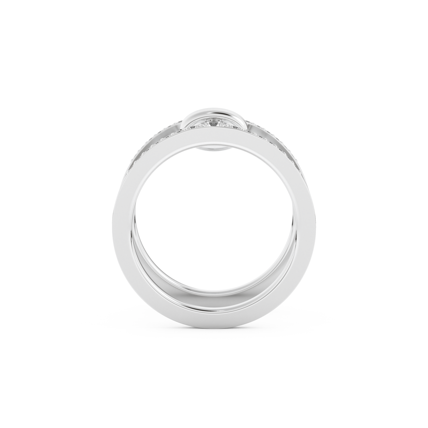 Multi Stones and Double Shank Wedding Band with 0.361 CT Round Cut Moissanite – Yellow, White, or Rose Gold