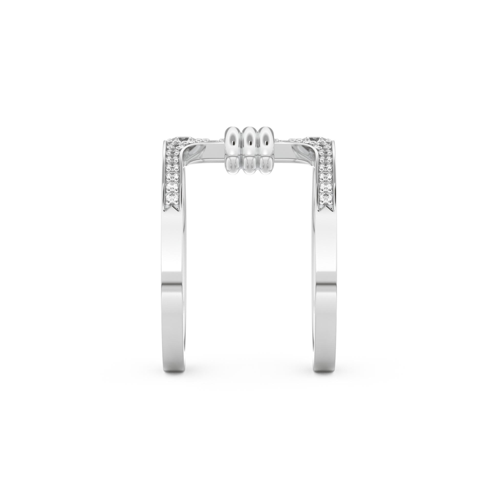 Multi Stones and Double Shank Wedding Band with 0.361 CT Round Cut Moissanite – Yellow, White, or Rose Gold