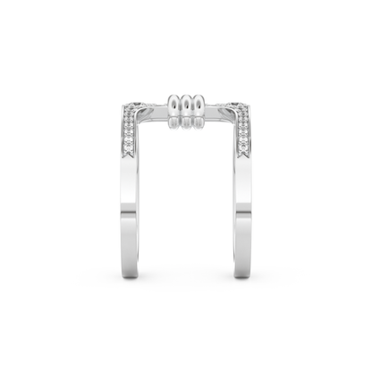 Multi Stones and Double Shank Wedding Band with 0.361 CT Round Cut Moissanite – Yellow, White, or Rose Gold