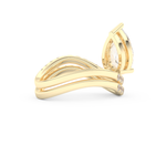 Elongated Pear Cut 1.74 Carat Moissanite Ring – Curved Shank and Pave Setting in Gold
