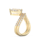 Elongated Pear Cut 1.74 Carat Moissanite Ring – Curved Shank and Pave Setting in Gold