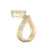Elongated Pear Cut 1.74 Carat Moissanite Ring – Curved Shank and Pave Setting in Gold