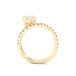 Elongated Pear Cut 1.74 Carat Moissanite Ring – Curved Shank and Pave Setting in Gold