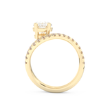 Elongated Pear Cut 1.74 Carat Moissanite Ring – Curved Shank and Pave Setting in Gold