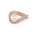 Elongated Pear Cut 1.74 Carat Moissanite Ring – Curved Shank and Pave Setting in Gold