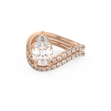 Elongated Pear Cut 1.74 Carat Moissanite Ring – Curved Shank and Pave Setting in Gold