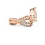 Elongated Pear Cut 1.74 Carat Moissanite Ring – Curved Shank and Pave Setting in Gold