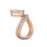 Elongated Pear Cut 1.74 Carat Moissanite Ring – Curved Shank and Pave Setting in Gold