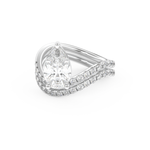Elongated Pear Cut 1.74 Carat Moissanite Ring – Curved Shank and Pave Setting in Gold