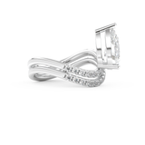 Elongated Pear Cut 1.74 Carat Moissanite Ring – Curved Shank and Pave Setting in Gold