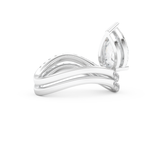 Elongated Pear Cut 1.74 Carat Moissanite Ring – Curved Shank and Pave Setting in Gold