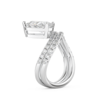 Elongated Pear Cut 1.74 Carat Moissanite Ring – Curved Shank and Pave Setting in Gold