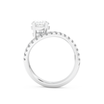 Elongated Pear Cut 1.74 Carat Moissanite Ring – Curved Shank and Pave Setting in Gold