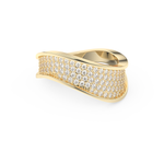 Multi Stones and Curved Wedding Band with 0.754 CT Round Cut Moissanite – Yellow, White, or Rose Gold