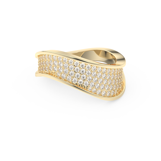 Multi Stones and Curved Wedding Band with 0.754 CT Round Cut Moissanite – Yellow, White, or Rose Gold