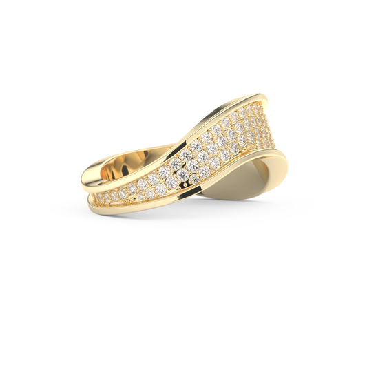 Multi Stones and Curved Wedding Band with 0.754 CT Round Cut Moissanite – Yellow, White, or Rose Gold