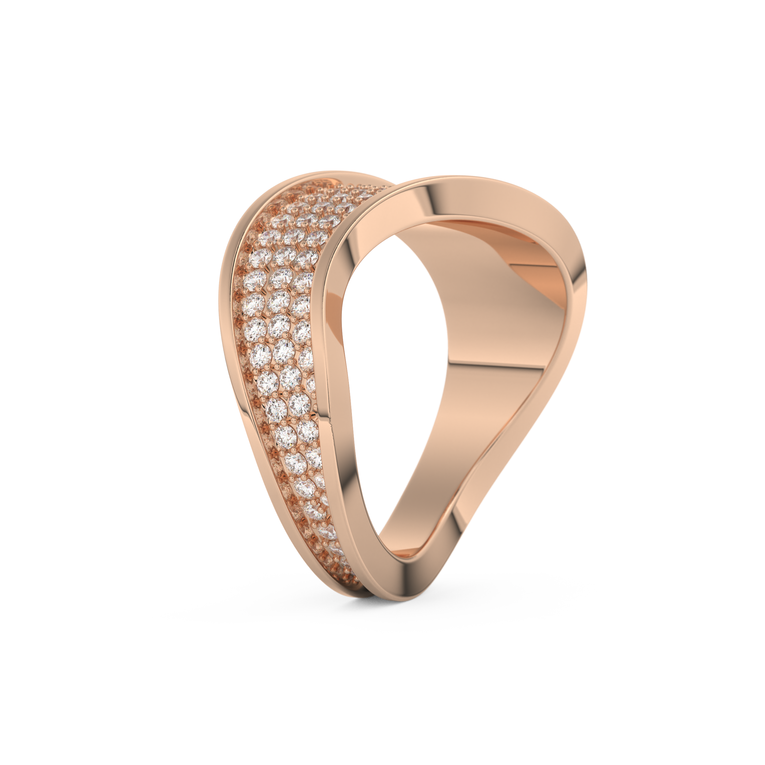 Multi Stones and Curved Wedding Band with 0.754 CT Round Cut Moissanite – Yellow, White, or Rose Gold