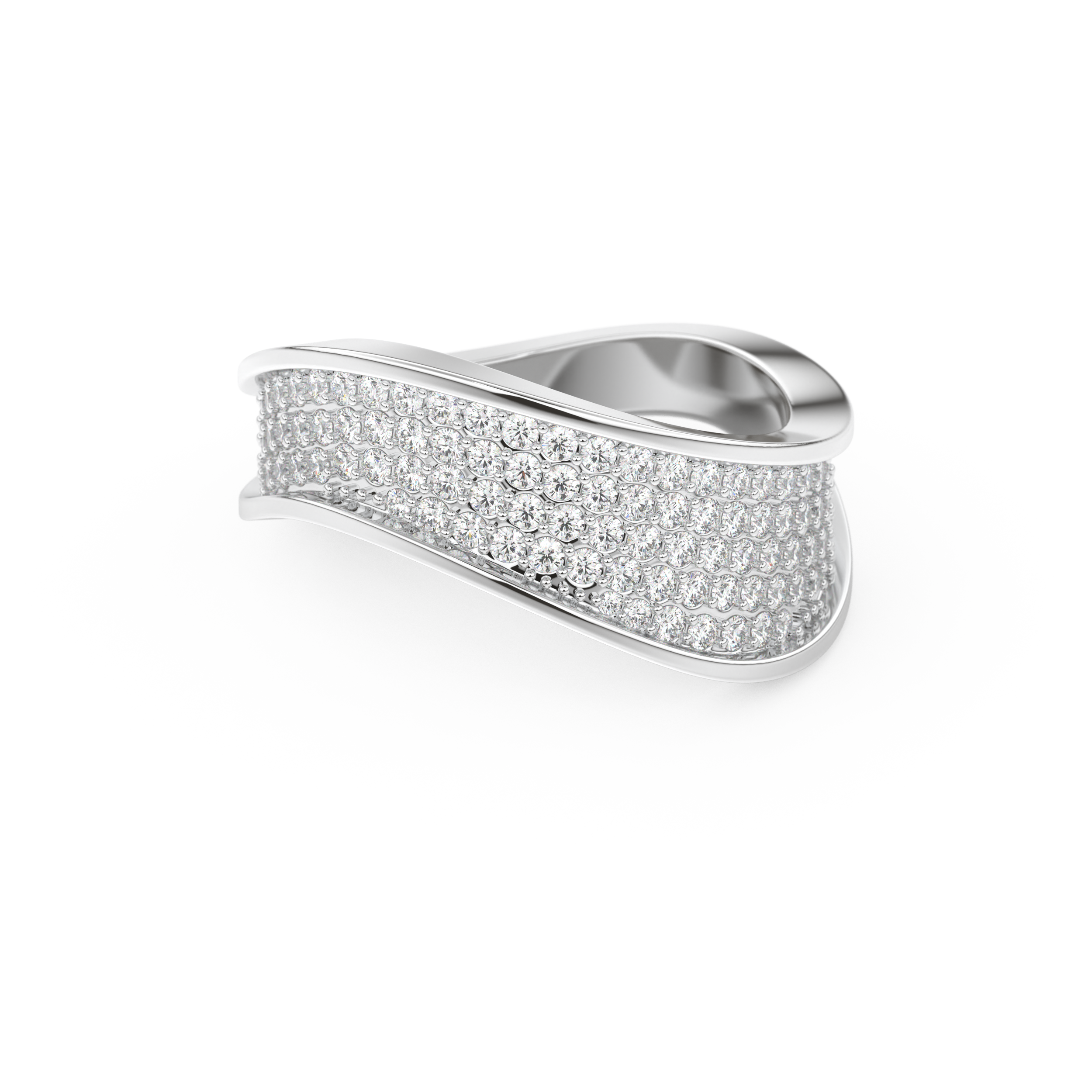 Multi Stones and Curved Wedding Band with 0.754 CT Round Cut Moissanite – Yellow, White, or Rose Gold