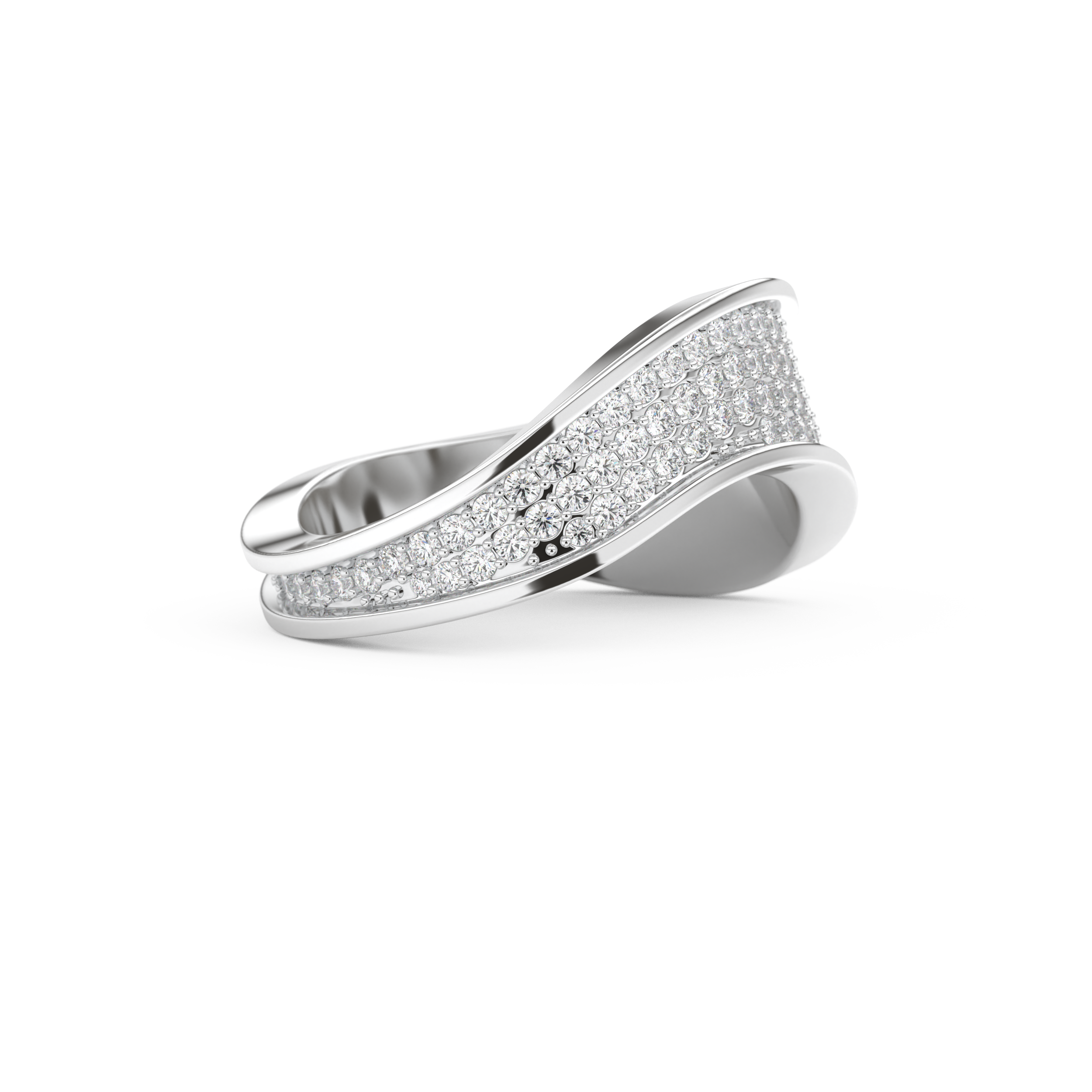 Multi Stones and Curved Wedding Band with 0.754 CT Round Cut Moissanite – Yellow, White, or Rose Gold