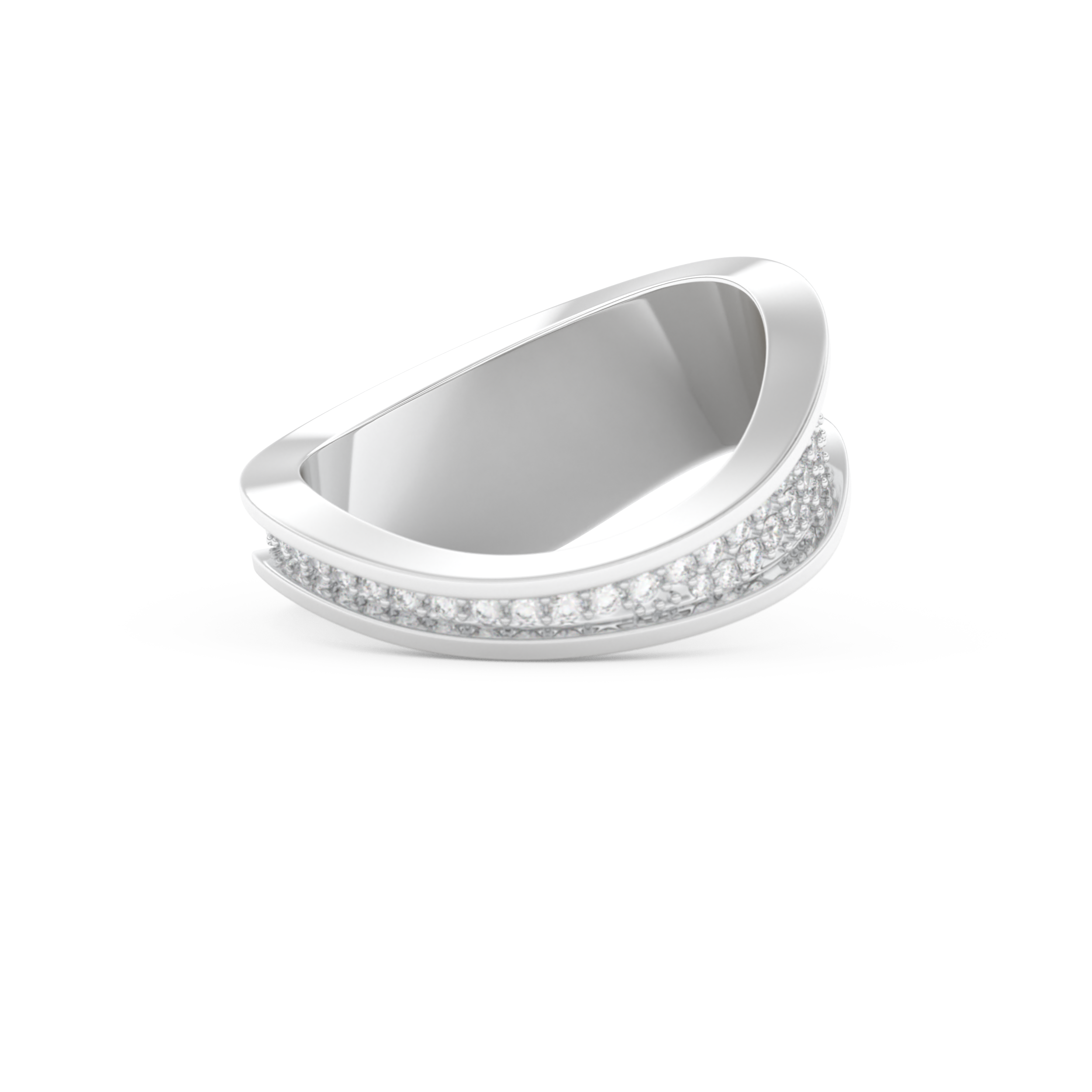 Multi Stones and Curved Wedding Band with 0.754 CT Round Cut Moissanite – Yellow, White, or Rose Gold
