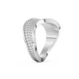 Multi Stones and Curved Wedding Band with 0.754 CT Round Cut Moissanite – Yellow, White, or Rose Gold