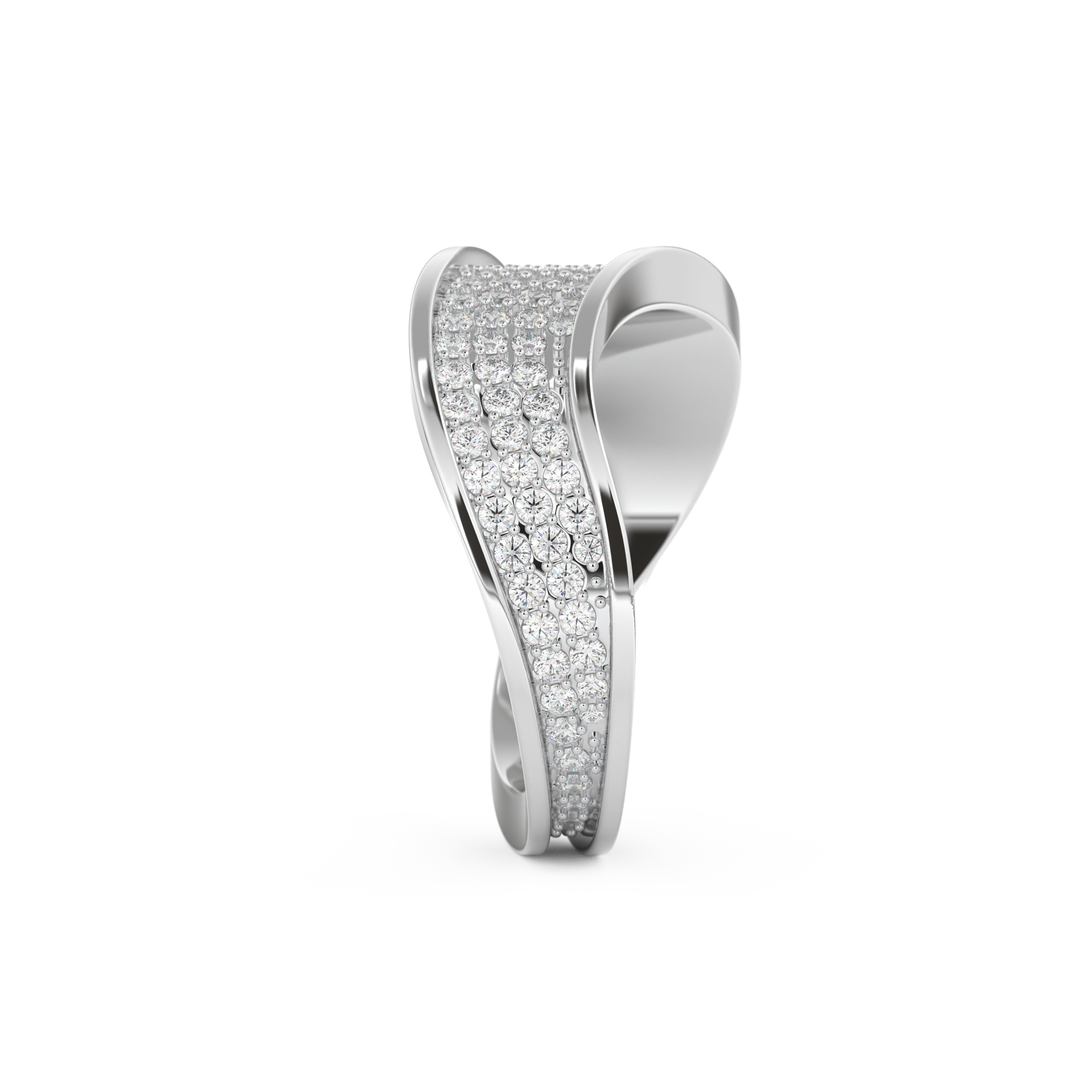 Multi Stones and Curved Wedding Band with 0.754 CT Round Cut Moissanite – Yellow, White, or Rose Gold