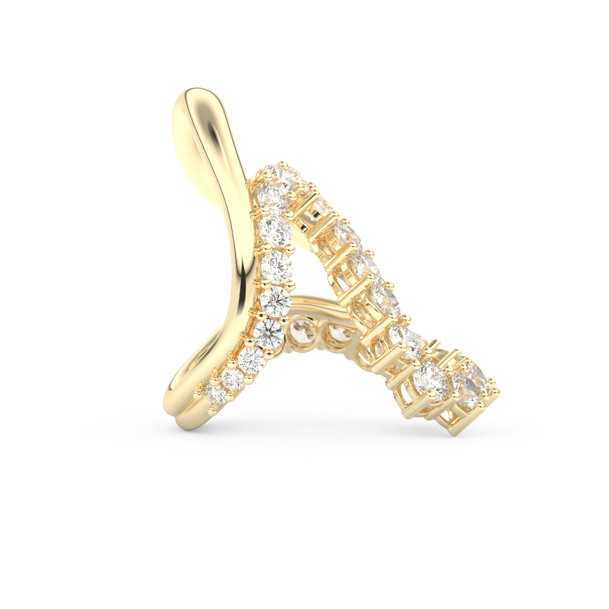 Multi Stones and Curved Wedding Band with 3.08 CT Round Cut Moissanite – Yellow, White, or Rose Gold