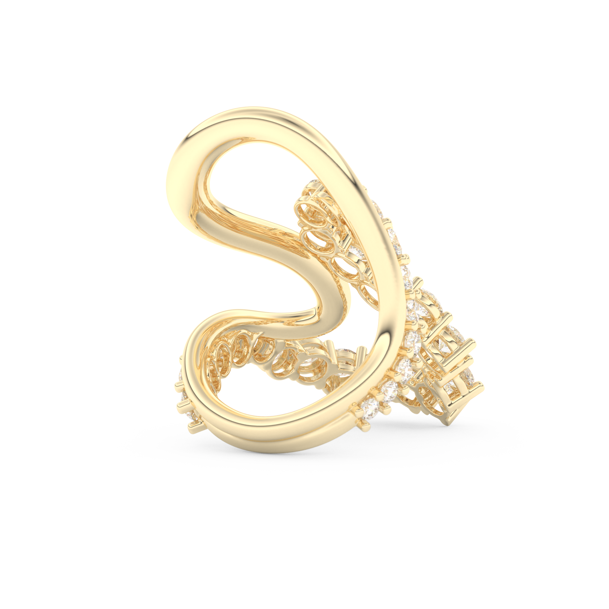 Multi Stones and Curved Wedding Band with 3.08 CT Round Cut Moissanite – Yellow, White, or Rose Gold